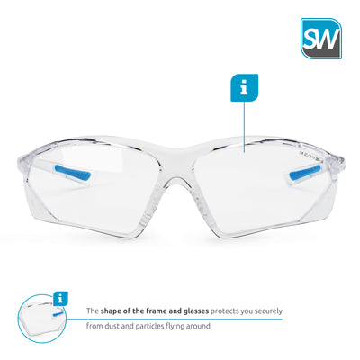 SolidWork professional safety glasses with integrated side protection - eye protection with clear, fog-free, scratch-resistant and UV protective coated lenses