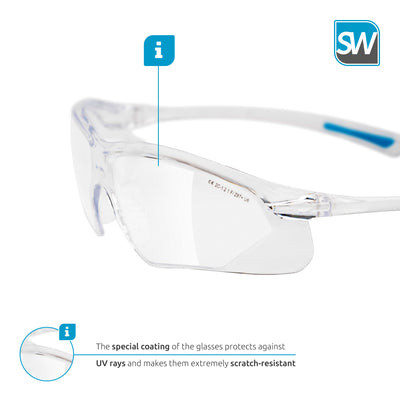 SolidWork professional safety glasses with integrated side protection - eye protection with clear, fog-free, scratch-resistant and UV protective coated lenses