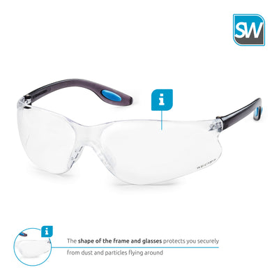 SolidWork SW8314 professional safety glasses with integrated side protection - eye protection with clear, fog-free, scratch-resistant and UV protective coated lenses - Spectacles for shooting