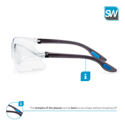 SolidWork SW8314 professional safety glasses with integrated side protection - eye protection with clear, fog-free, scratch-resistant and UV protective coated lenses - Spectacles for shooting