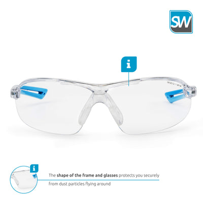 SolidWork SW8316 professional safety glasses with integrated side protection - eye protection with clear, fog-free, scratch-resistant and UV protective coated lenses - Spectacles
