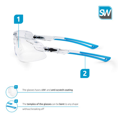 SolidWork SW8316 professional safety glasses with integrated side protection - eye protection with clear, fog-free, scratch-resistant and UV protective coated lenses - Spectacles