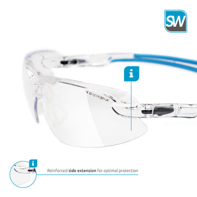 SolidWork SW8316 professional safety glasses with integrated side protection - eye protection with clear, fog-free, scratch-resistant and UV protective coated lenses - Spectacles