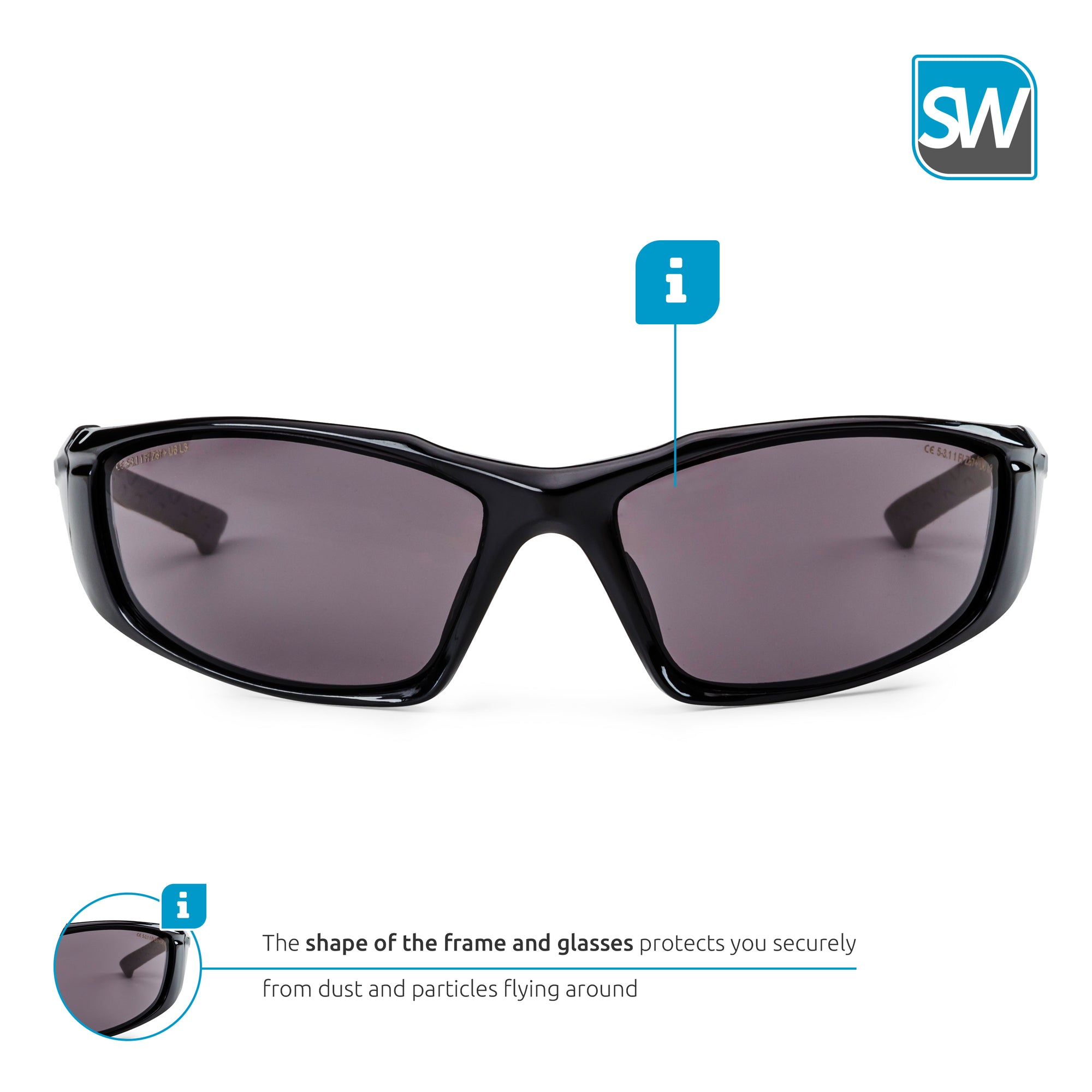 SolidWork SW8317 professional safety glasses with integrated side protection eye protection with clear fog free scratch resistant and UV