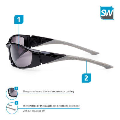 SolidWork SW8317 professional safety glasses with integrated side protection - eye protection with clear, fog-free, scratch-resistant and UV protective coated lenses - Spectacles