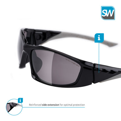 SolidWork SW8317 professional safety glasses with integrated side protection - eye protection with clear, fog-free, scratch-resistant and UV protective coated lenses - Spectacles