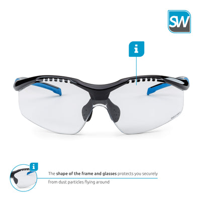 SolidWork SW8318 professional safety glasses with integrated side protection - eye protection with clear, fog-free, scratch-resistant and UV protective coated lenses - Spectacles