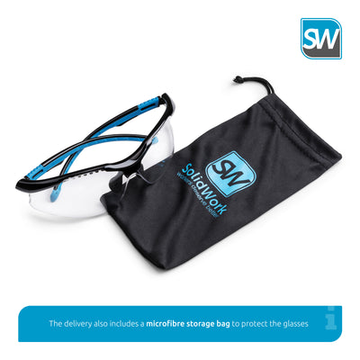 SolidWork SW8318 professional safety glasses with integrated side protection - eye protection with clear, fog-free, scratch-resistant and UV protective coated lenses - Spectacles