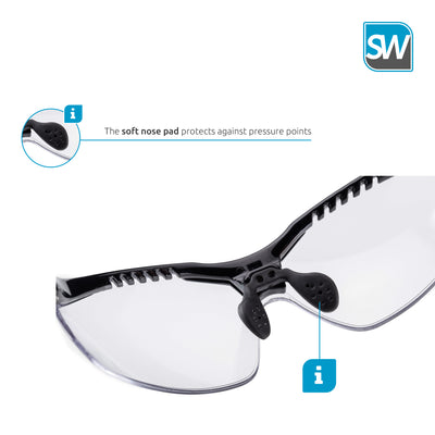 SolidWork SW8318 professional safety glasses with integrated side protection - eye protection with clear, fog-free, scratch-resistant and UV protective coated lenses - Spectacles