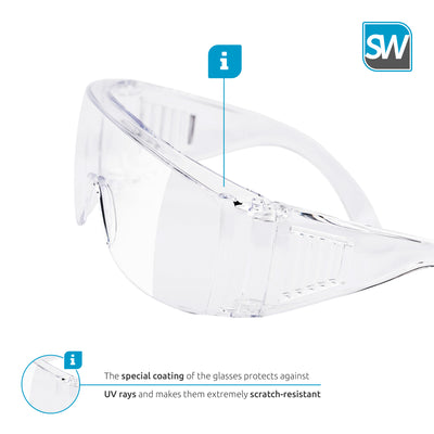 SolidWork SW8319 professional safety glasses with integrated side protection - eye protection with clear, fog-free, scratch-resistant and UV protective coated lenses - Spectacles (Clear Glasses)