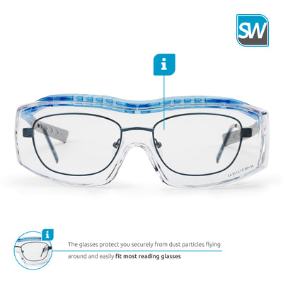 SolidWork SW9320 professional safety glasses with integrated side protection - eye protection with clear, fog-free, scratch-resistant and UV protective coated lenses - Spectacles Goggles for shooting