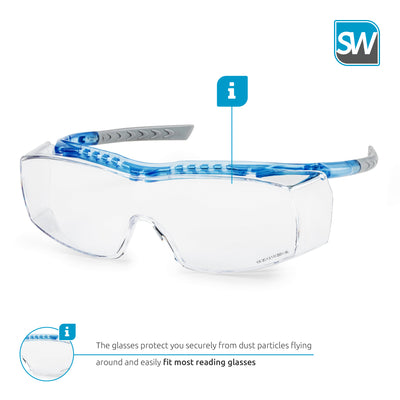 SolidWork SW9320 professional safety glasses with integrated side protection - eye protection with clear, fog-free, scratch-resistant and UV protective coated lenses - Spectacles Goggles for shooting
