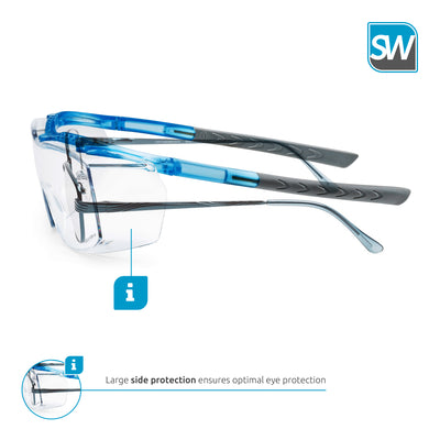SolidWork SW9320 professional safety glasses with integrated side protection - eye protection with clear, fog-free, scratch-resistant and UV protective coated lenses - Spectacles Goggles for shooting