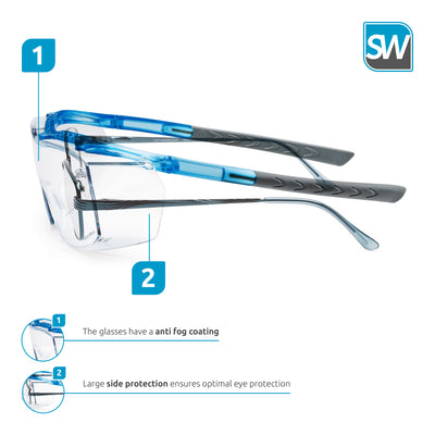 SolidWork SW9320 professional safety glasses with integrated side protection - eye protection with clear, fog-free, scratch-resistant and UV protective coated lenses - Spectacles Goggles for shooting