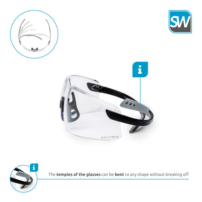 SolidWork SW8322 professional safety glasses with integrated side protection - eye protection with clear, fog-free, scratch-resistant and UV protective coated lenses - Spectacles for shooting