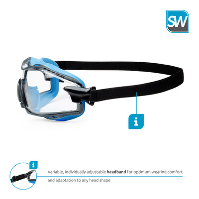 SolidWork SW8324 Safety Goggles with universal fit, Safety Glasses with Clear, Fog-Free, Anti Scratch and UV Protection Coated Lenses, Spectacles for Eye Protection