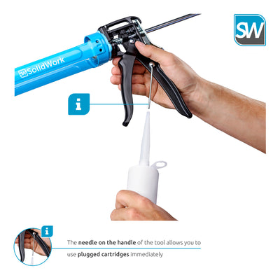 SolidWork professional Caulk Gun with highest 24:1 leverage