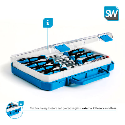 SolidWork SW1110 8-Piece Screwdrivers Set in a Sturdy Tool case - Magnetic Screwdriver Set Made of high-Quality Chrome Vanadium Including Voltage Tester