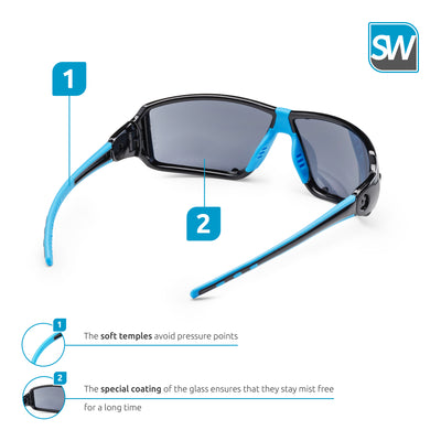 SolidWork professional safety glasses with integrated side protection - eye protection with clear, fog-free, scratch-resistant and UV protective coated lenses - Spectacles incl. storage bag